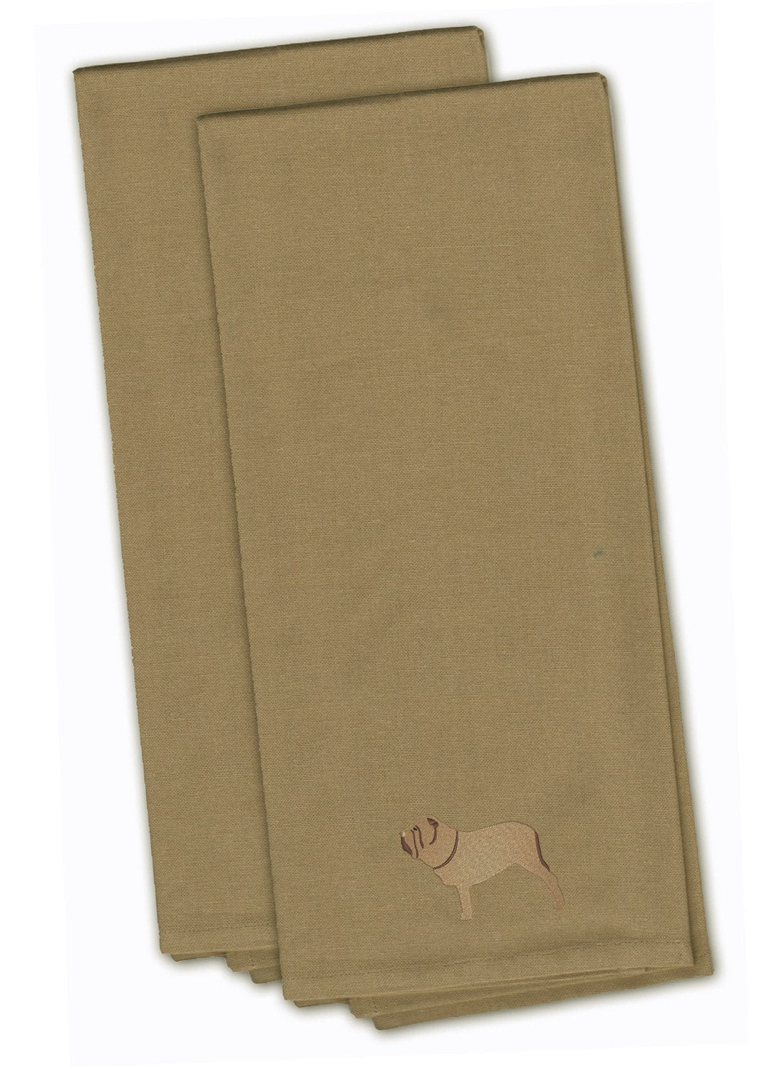 Neapolitan Mastiff Tan Embroidered Towel Set of 2 Decorative Bathroom Guest Hand Towel for Hand, Face, Tea, Dishcloth, 19 X 25, Tan