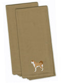 Akita Tan Embroidered Towel Set of 2 Decorative Bathroom Guest Hand Towel for Hand, Face, Tea, Dishcloth, 19 X 25, Tan