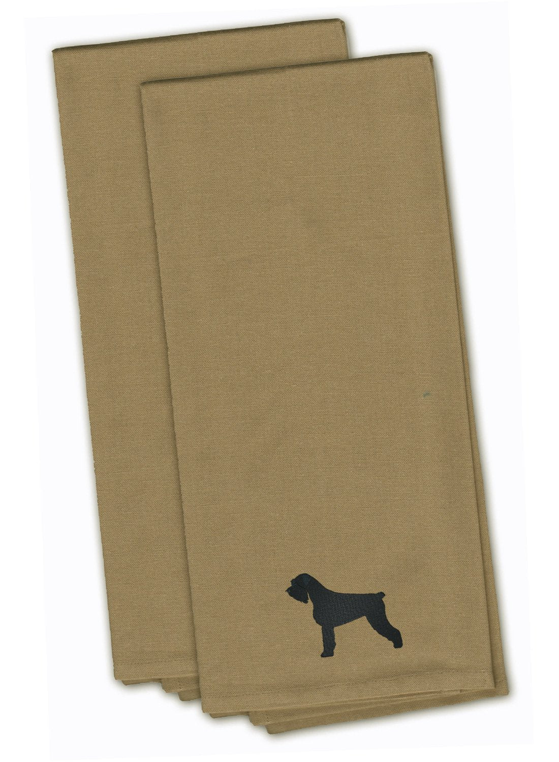 Giant Schnauzer Tan Embroidered Towel Set of 2 Decorative Bathroom Guest Hand Towel for Hand, Face, Tea, Dishcloth, 19 X 25, Tan