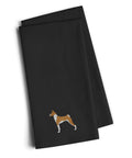Basenji Black Embroidered Towel Set of 2 Decorative Bathroom Guest Hand Towel for Hand, Face, Tea, Dishcloth, 19 X 25, Black