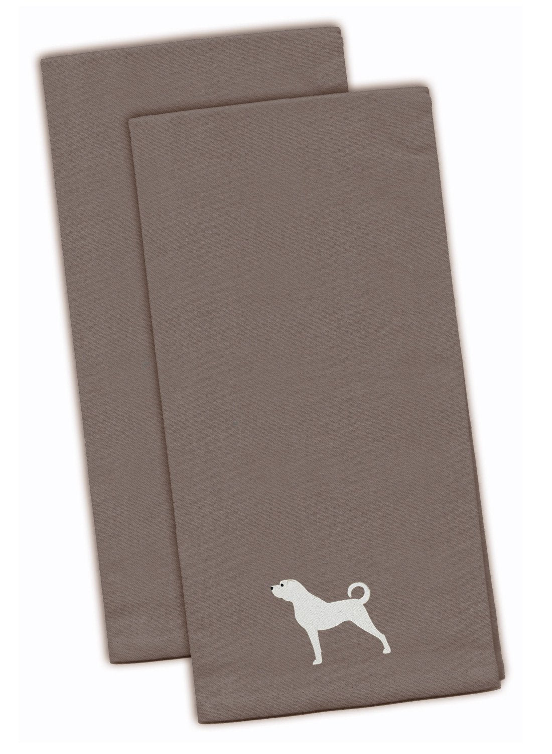 Anatolian Shepherd Gray Embroidered Towel Set of 2