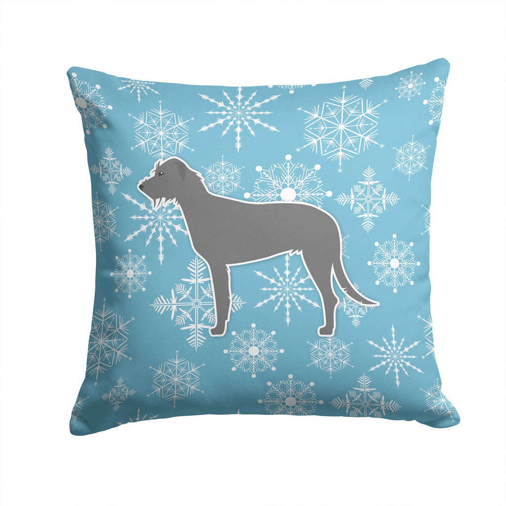 Winter Snowflake Irish Wolfhound Decorative Throw Pillow 14x14 Indoor Outdoor Accent Cushion, Fabric Cover with Insert for Sofa, Bed, Porch & Living Room