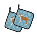 Winter Snowflake Central Asian Shepherd Dog Pot Holder Set of 2 Heat Resistant Quilted Hot Pads 7.5 x 7.5 Inch, Insulated Kitchen Trivets for Cooking & Baking
