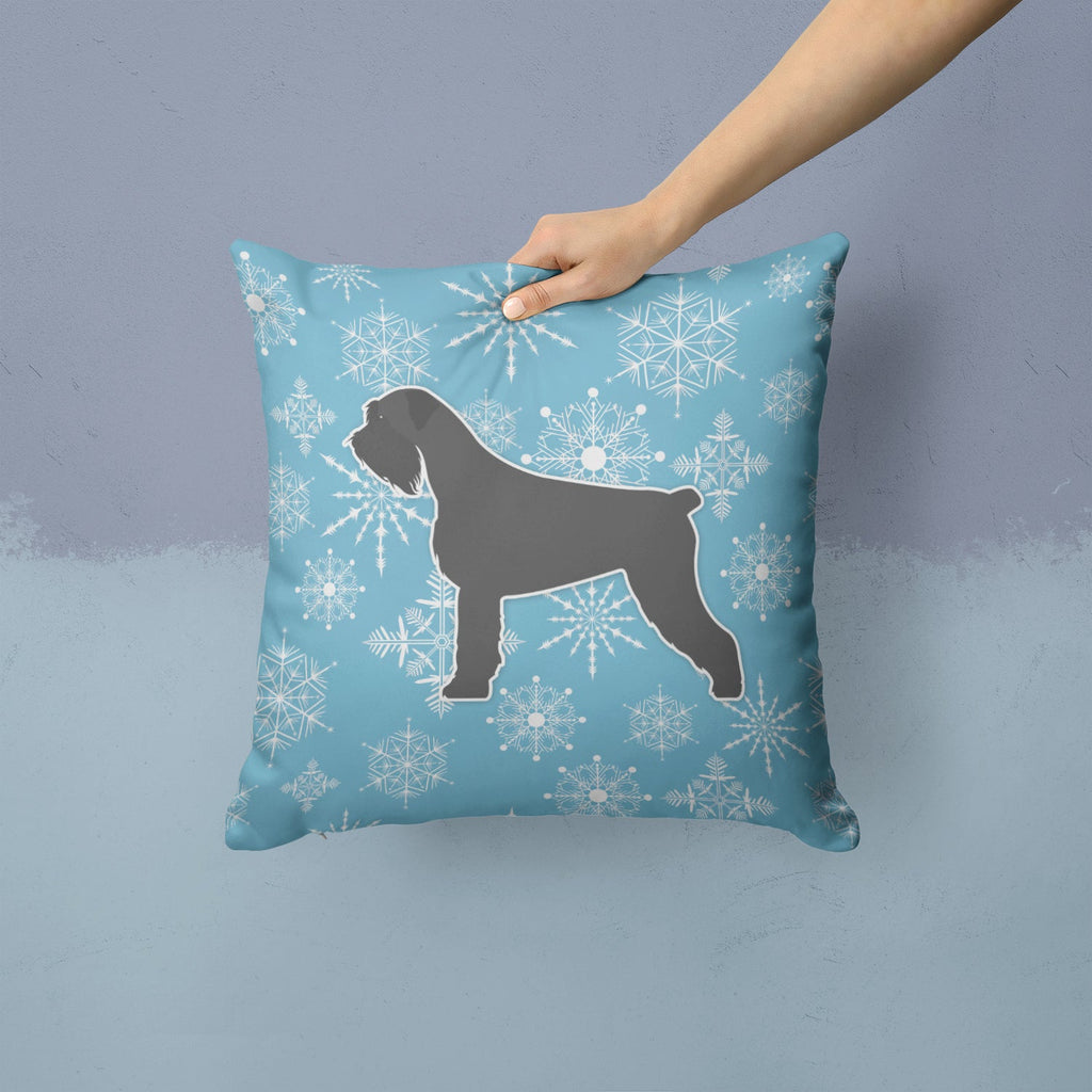 Winter Snowflake Giant Schnauzer Decorative Throw Pillow 14x14 Indoor Outdoor Accent Cushion, Fabric Cover with Insert for Sofa, Bed, Porch & Living Room