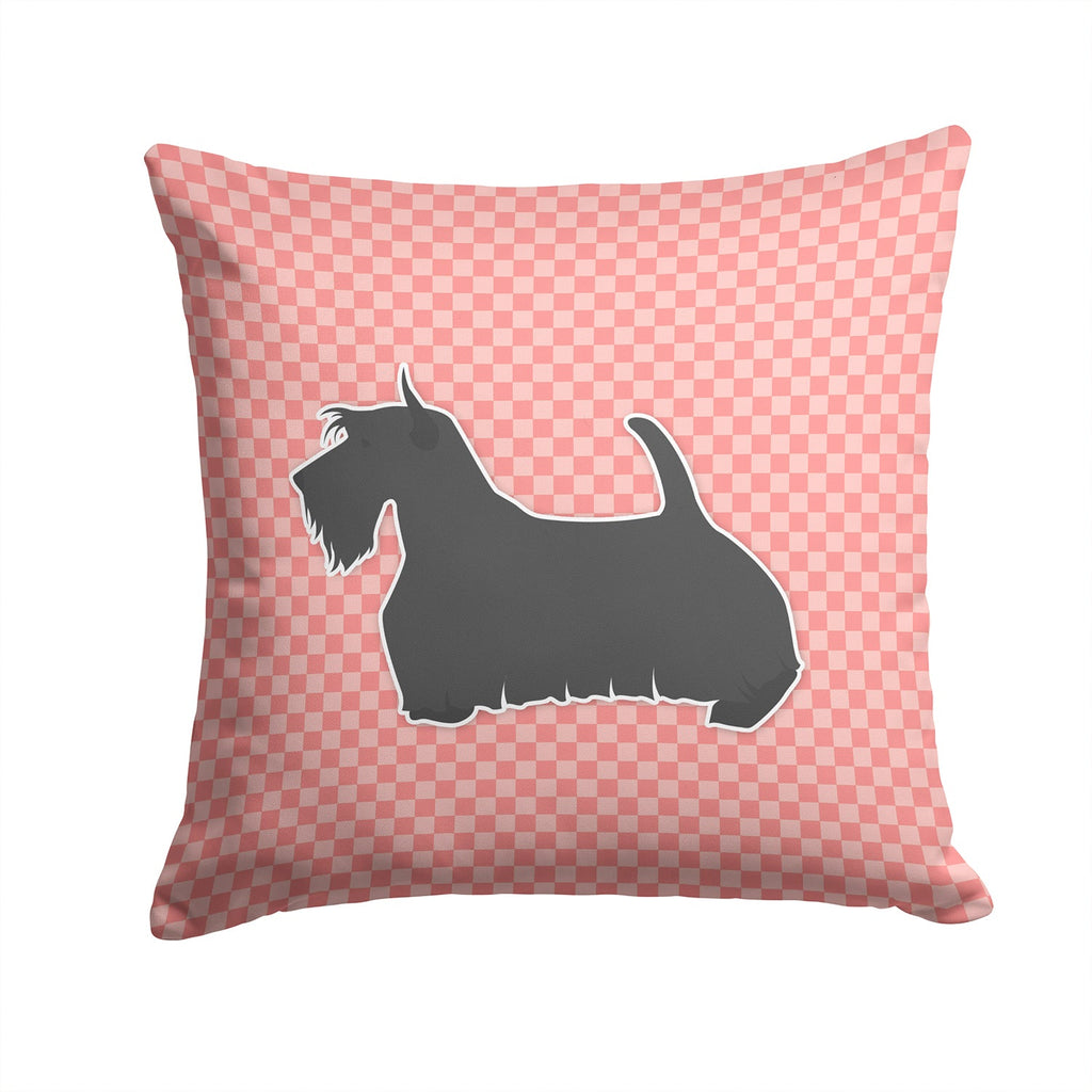 Scottish Terrier Checkerboard Pink Decorative Throw Pillow 14x14 Indoor Outdoor Accent Cushion, Fabric Cover with Insert for Sofa, Bed, Porch & Living Room