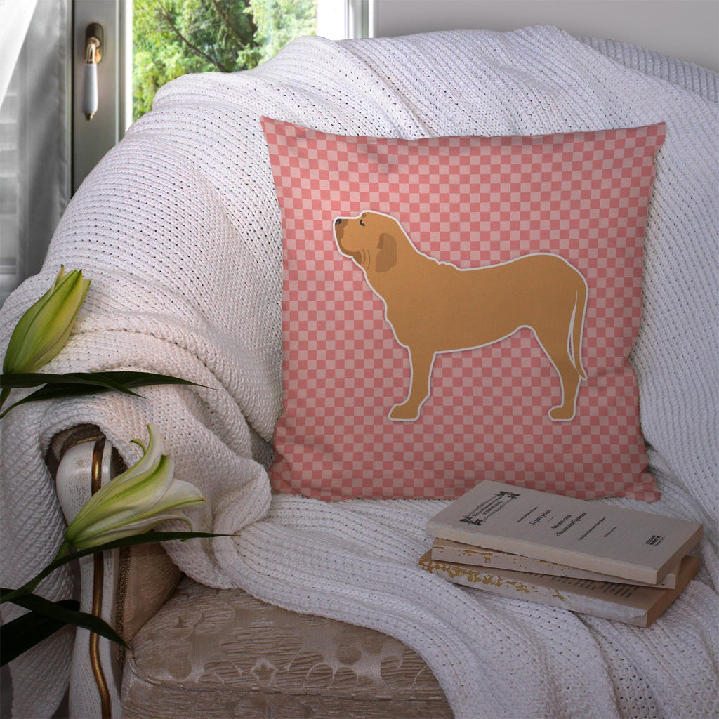 Fila Brasileiro Checkerboard Pink Decorative Throw Pillow 14x14 Indoor Outdoor Accent Cushion, Fabric Cover with Insert for Sofa, Bed, Porch & Living Room