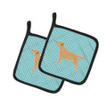 Yellow Labrador Retriever  Checkerboard Blue Pot Holder Set of 2 Heat Resistant Quilted Hot Pads 7.5 x 7.5 Inch, Insulated Kitchen Trivets for Cooking & Baking
