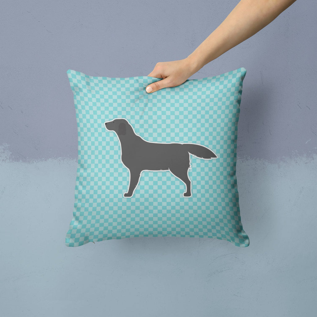 Black Labrador Retriever  Checkerboard Blue Decorative Throw Pillow 14x14 Indoor Outdoor Accent Cushion, Fabric Cover with Insert for Sofa, Bed, Porch & Living Room