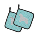 Spanish Water Dog Checkerboard Blue Pot Holder Set of 2 Heat Resistant Quilted Hot Pads 7.5 x 7.5 Inch, Insulated Kitchen Trivets for Cooking & Baking