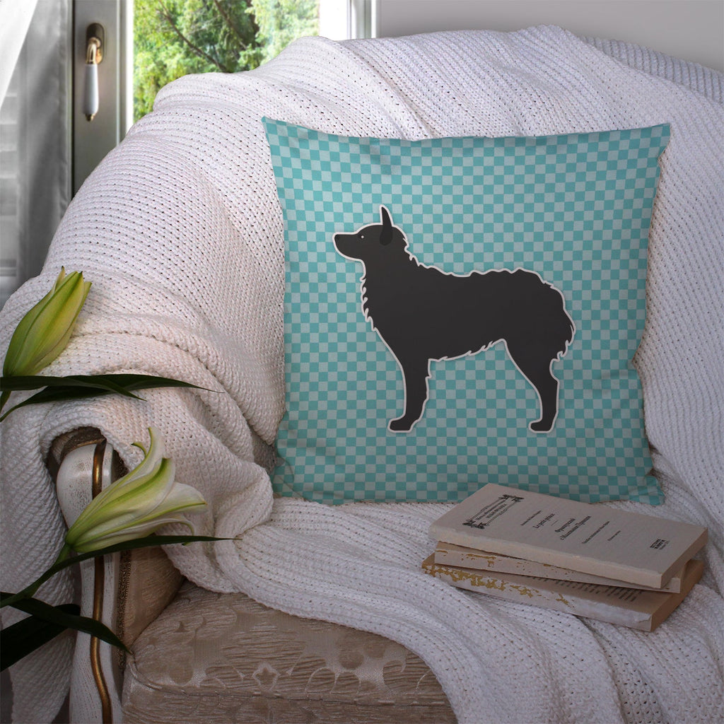 Croatian Sheepdog Checkerboard Blue Decorative Throw Pillow 14x14 Indoor Outdoor Accent Cushion, Fabric Cover with Insert for Sofa, Bed, Porch & Living Room