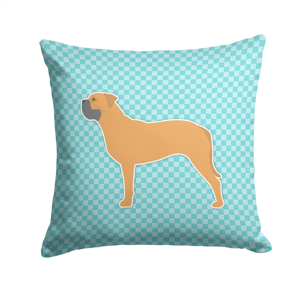 Bullmastiff Checkerboard Blue Decorative Throw Pillow 14x14 Indoor Outdoor Accent Cushion, Fabric Cover with Insert for Sofa, Bed, Porch & Living Room