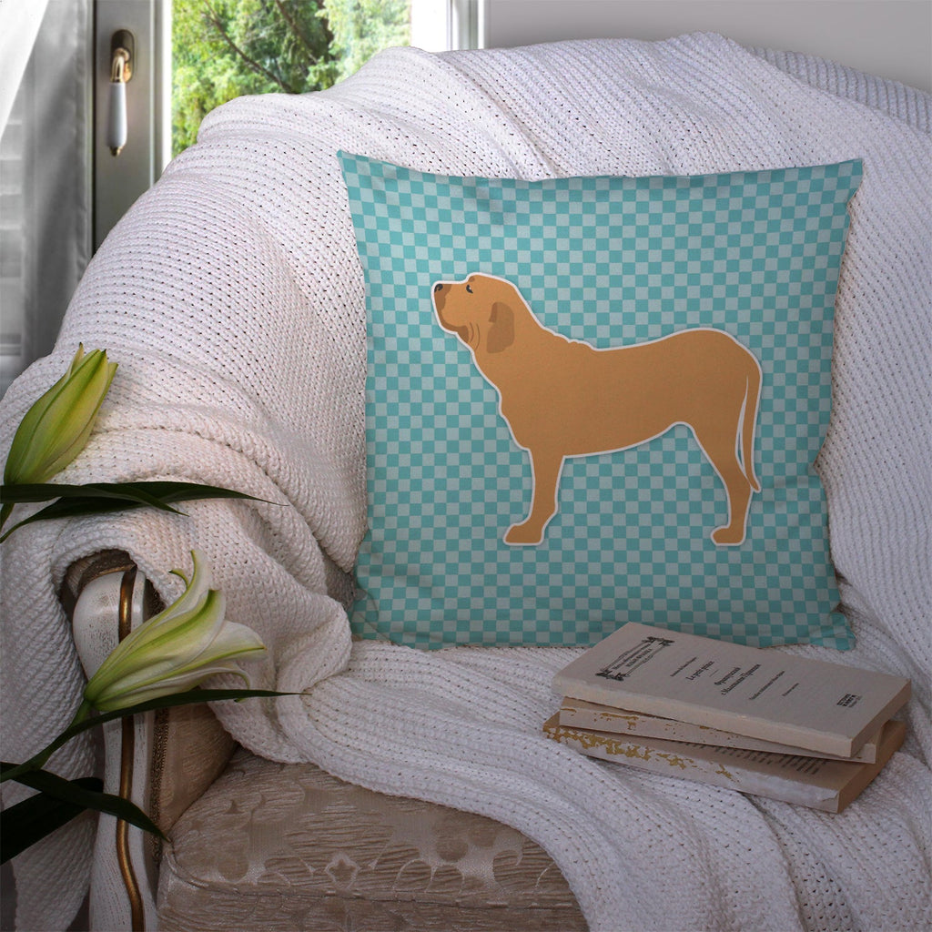 Fila Brasileiro Checkerboard Blue Decorative Throw Pillow 14x14 Indoor Outdoor Accent Cushion, Fabric Cover with Insert for Sofa, Bed, Porch & Living Room