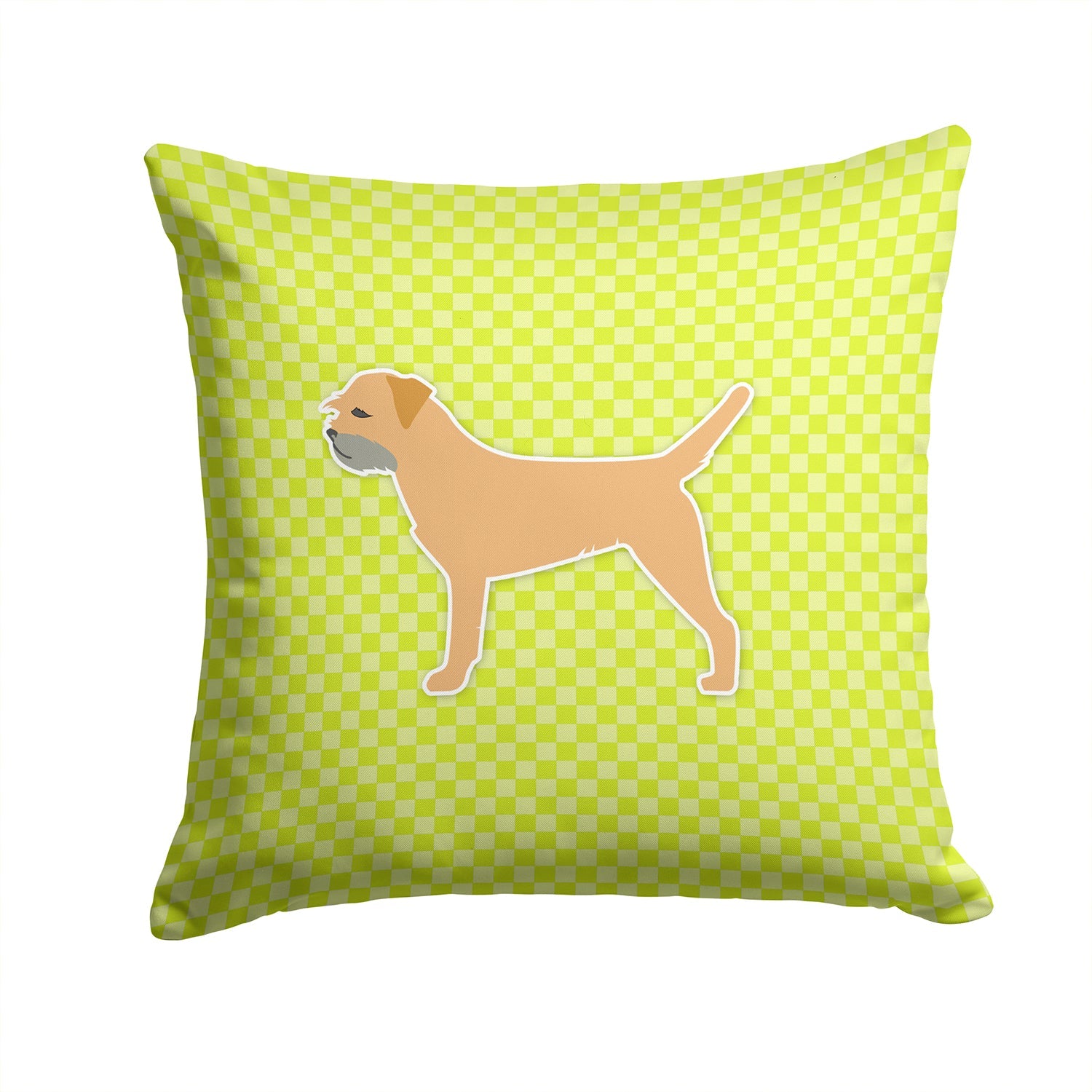 Border Terrier Checkerboard Green Decorative Throw Pillow 14x14 Indoor Outdoor Accent Cushion, Fabric Cover with Insert for Sofa, Bed, Porch & Living Room