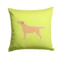 Yellow Labrador Retriever Checkerboard Green Decorative Throw Pillow 14x14 Indoor Outdoor Accent Cushion, Fabric Cover with Insert for Sofa, Bed, Porch & Living Room