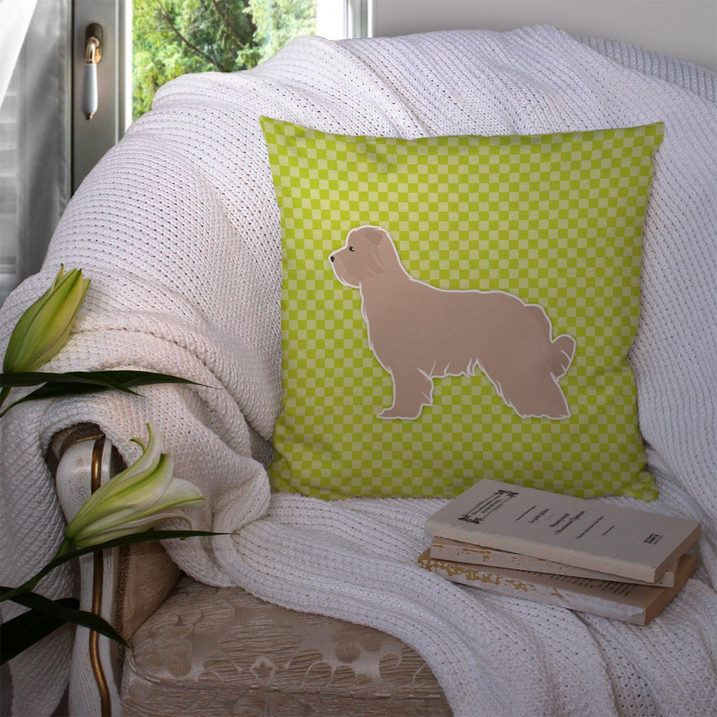 Pyrenean Shepherd Checkerboard Green Decorative Throw Pillow 14x14 Indoor Outdoor Accent Cushion, Fabric Cover with Insert for Sofa, Bed, Porch & Living Room