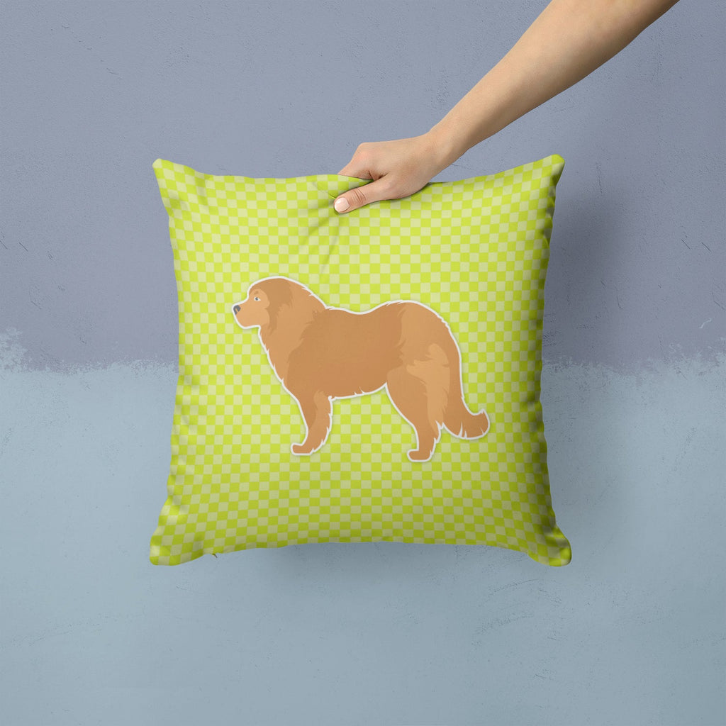 Caucasian Shepherd Dog Checkerboard Green Decorative Throw Pillow 14x14 Indoor Outdoor Accent Cushion, Fabric Cover with Insert for Sofa, Bed, Porch & Living Room