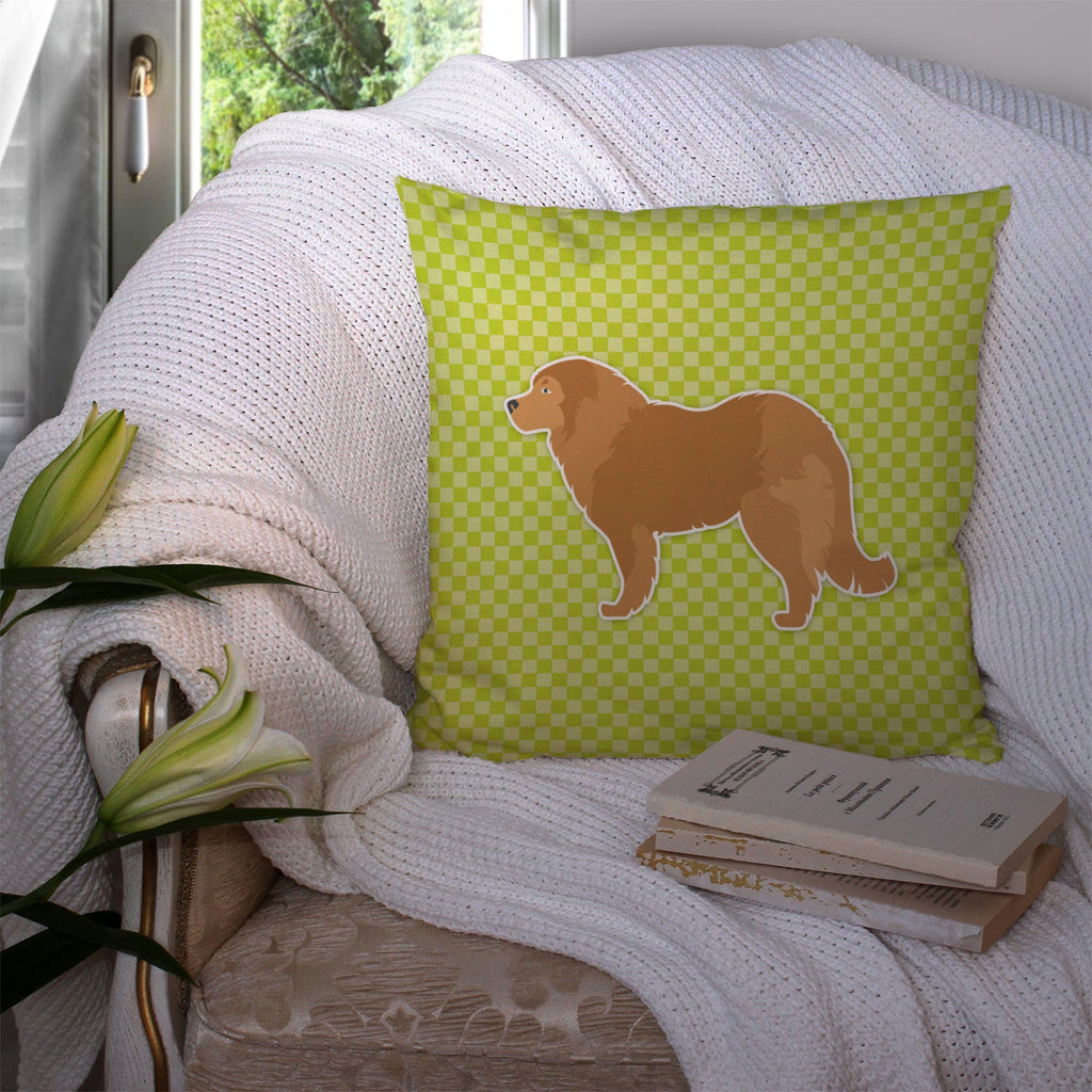 Caucasian Shepherd Dog Checkerboard Green Decorative Throw Pillow 14x14 Indoor Outdoor Accent Cushion, Fabric Cover with Insert for Sofa, Bed, Porch & Living Room
