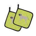 English Mastiff Checkerboard Green Pot Holder Set of 2 Heat Resistant Quilted Hot Pads 7.5 x 7.5 Inch, Insulated Kitchen Trivets for Cooking & Baking
