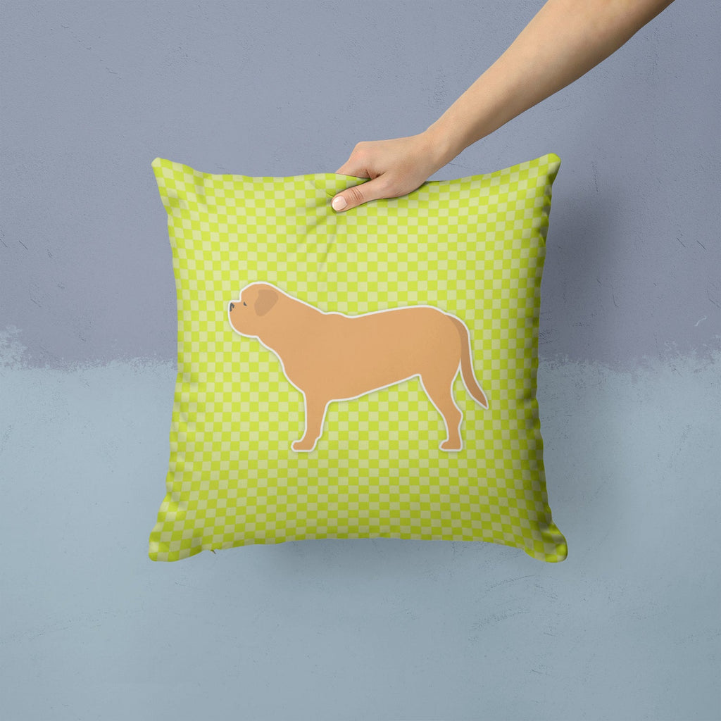 Dogue de Bordeaux Checkerboard Green Decorative Throw Pillow 14x14 Indoor Outdoor Accent Cushion, Fabric Cover with Insert for Sofa, Bed, Porch & Living Room