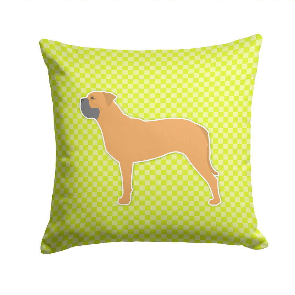 Bullmastiff Checkerboard Green Decorative Throw Pillow 14x14 Indoor Outdoor Accent Cushion, Fabric Cover with Insert for Sofa, Bed, Porch & Living Room