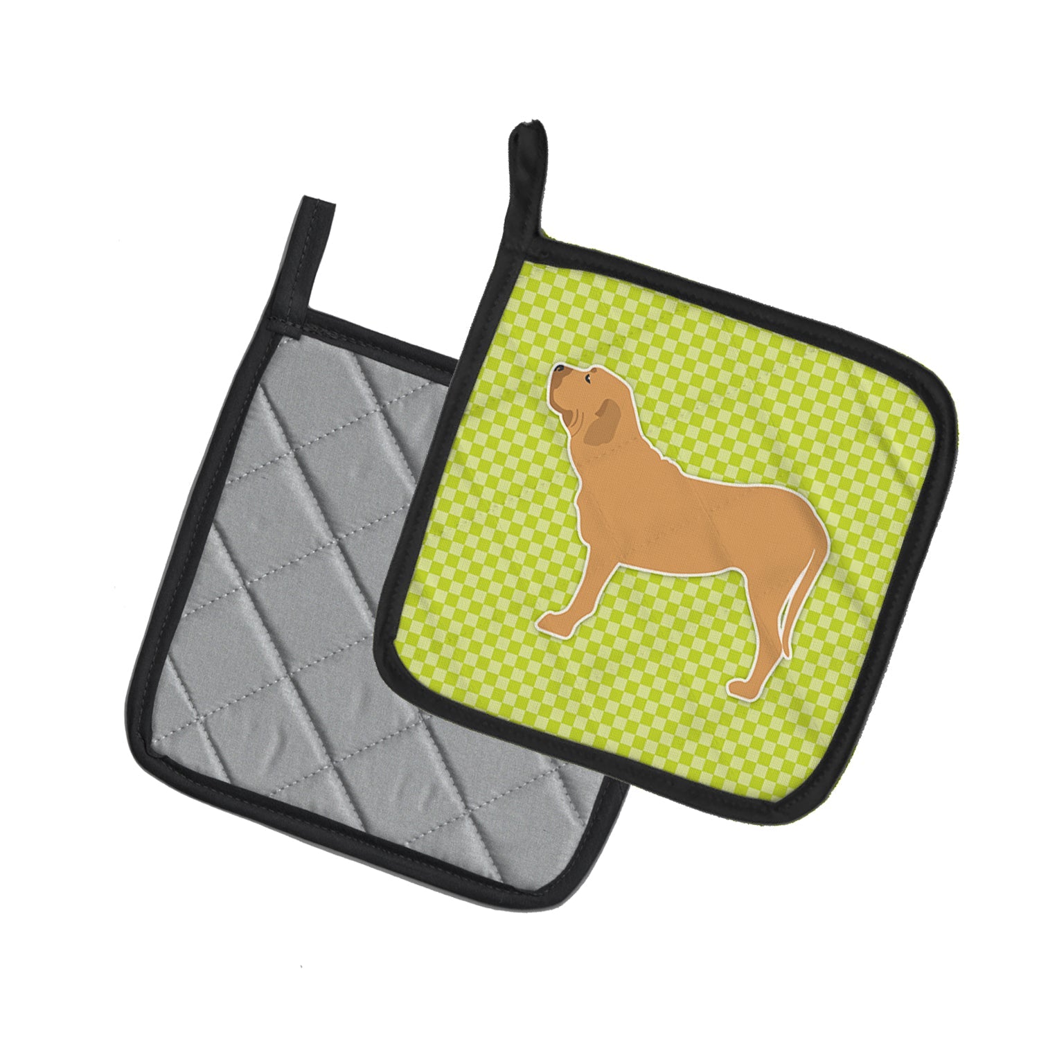 Fila Brasileiro Checkerboard Green Pot Holder Set of 2 Heat Resistant Quilted Hot Pads 7.5 x 7.5 Inch, Insulated Kitchen Trivets for Cooking & Baking