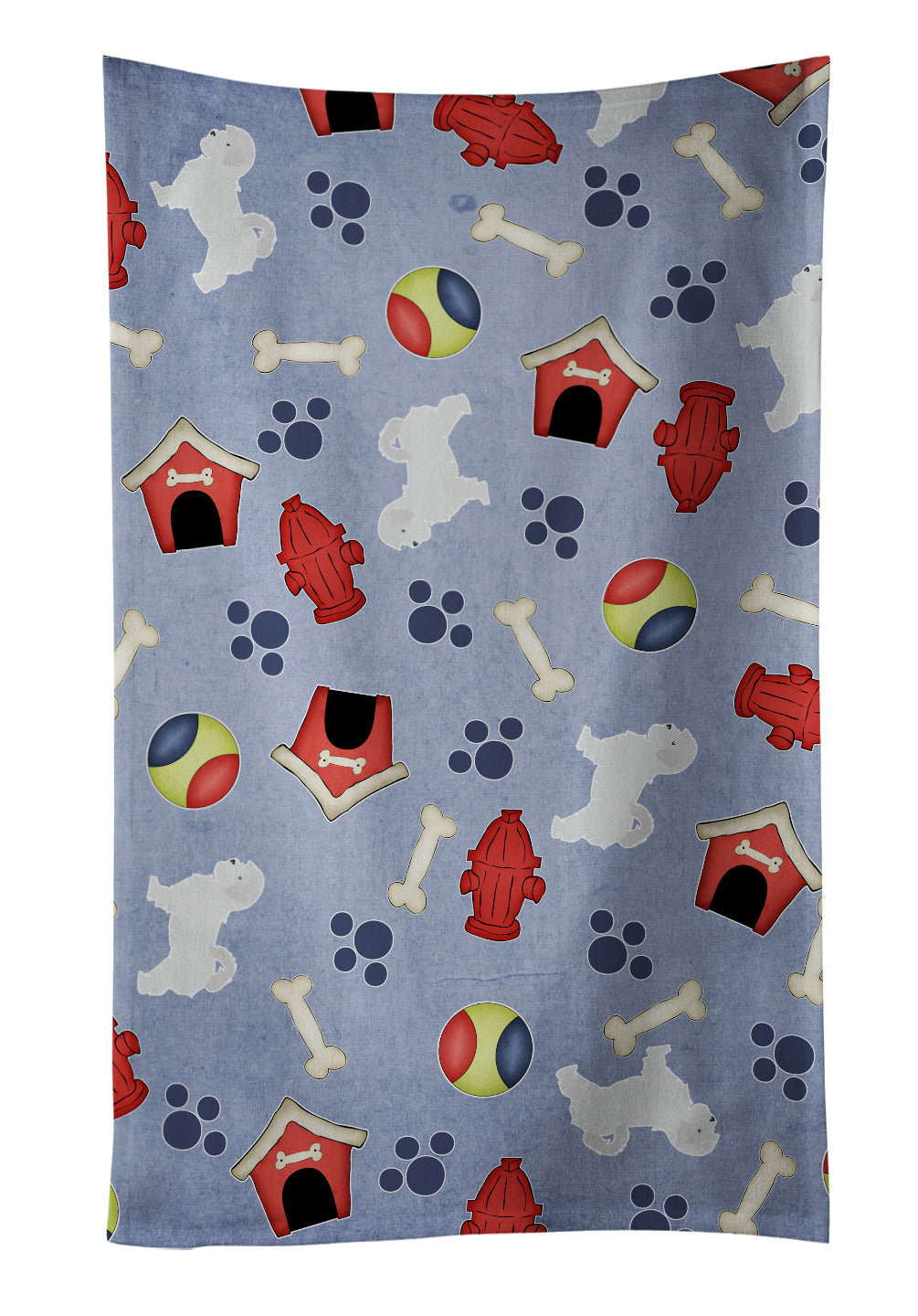 Maltese Dog House Collection Kitchen Towel Velour Plush Front and Cotton Loop Back Machine Washable
