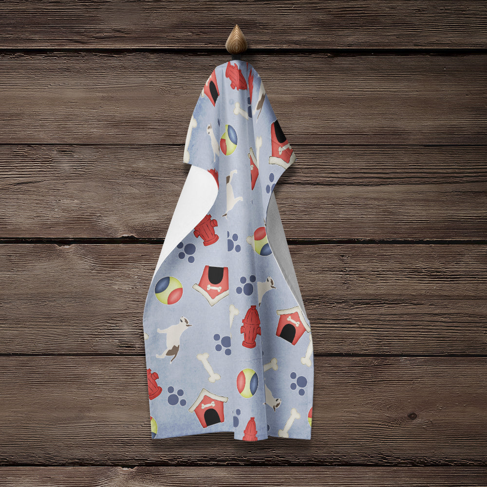Bull Terrier Dog House Collection Kitchen Towel Velour Plush Front and Cotton Loop Back Machine Washable