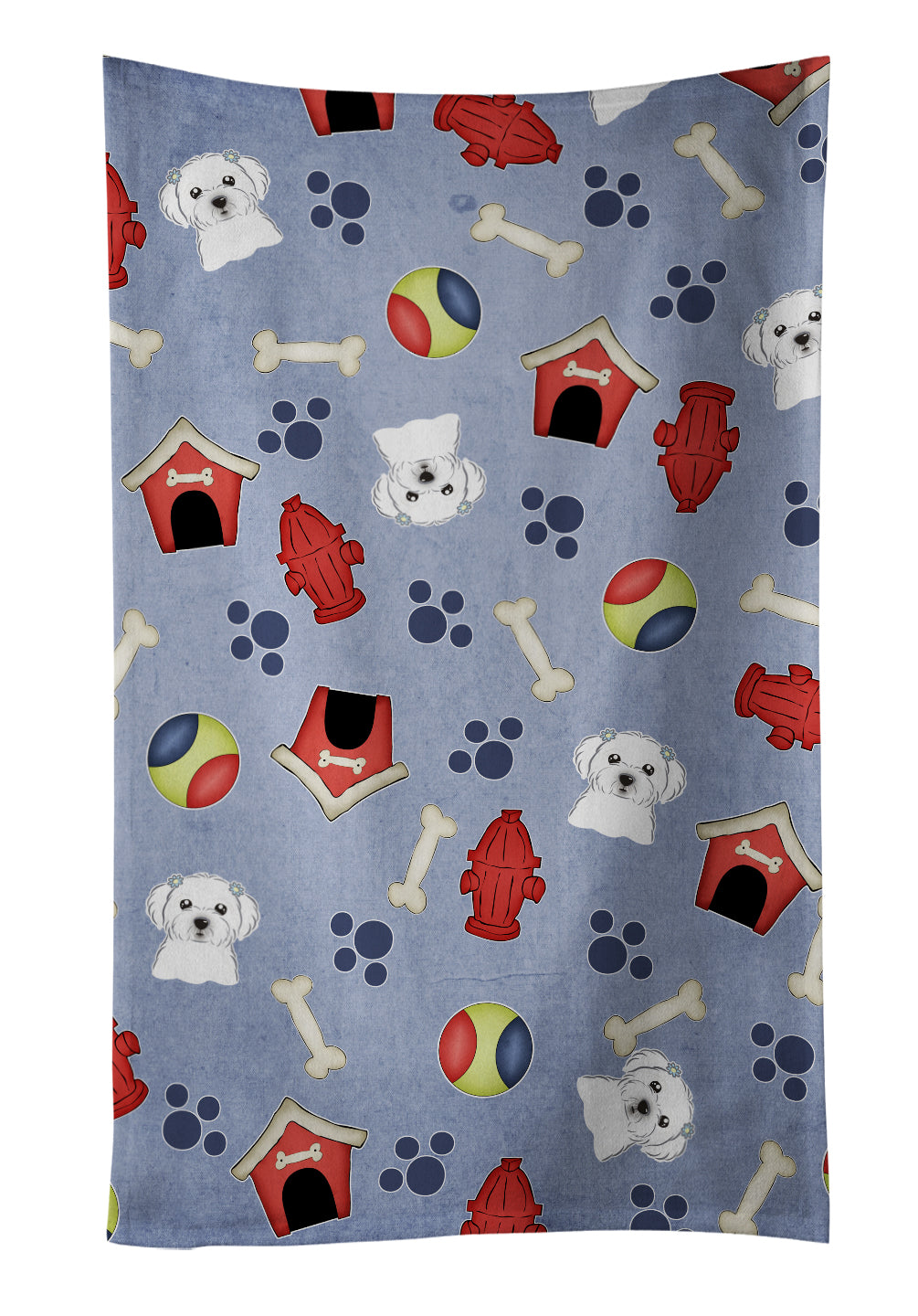 Dog House Collection Maltese Kitchen Towel Velour Plush Front and Cotton Loop Back Machine Washable