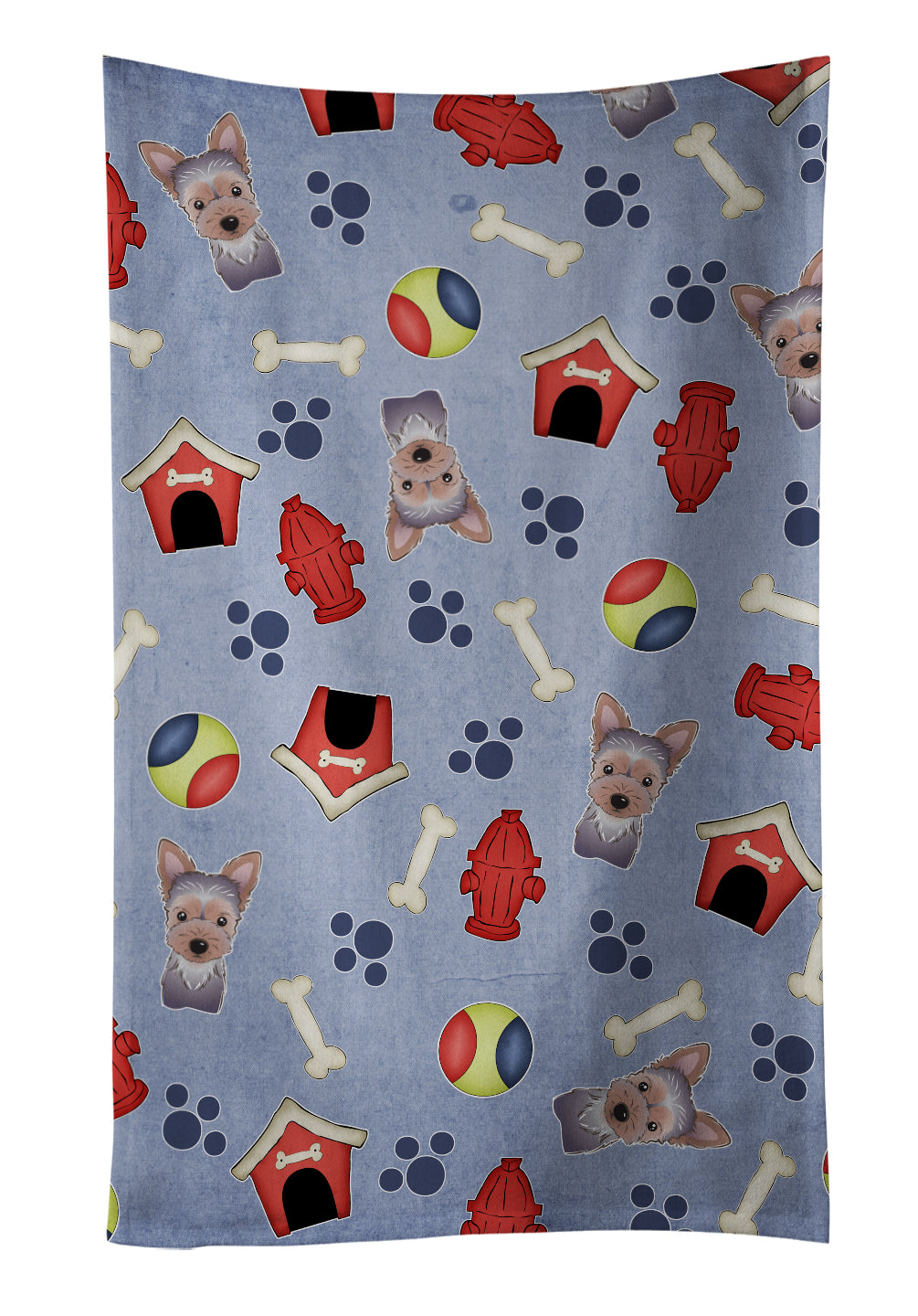 Dog House Collection Yorkie Puppy Kitchen Towel Velour Plush Front and Cotton Loop Back Machine Washable