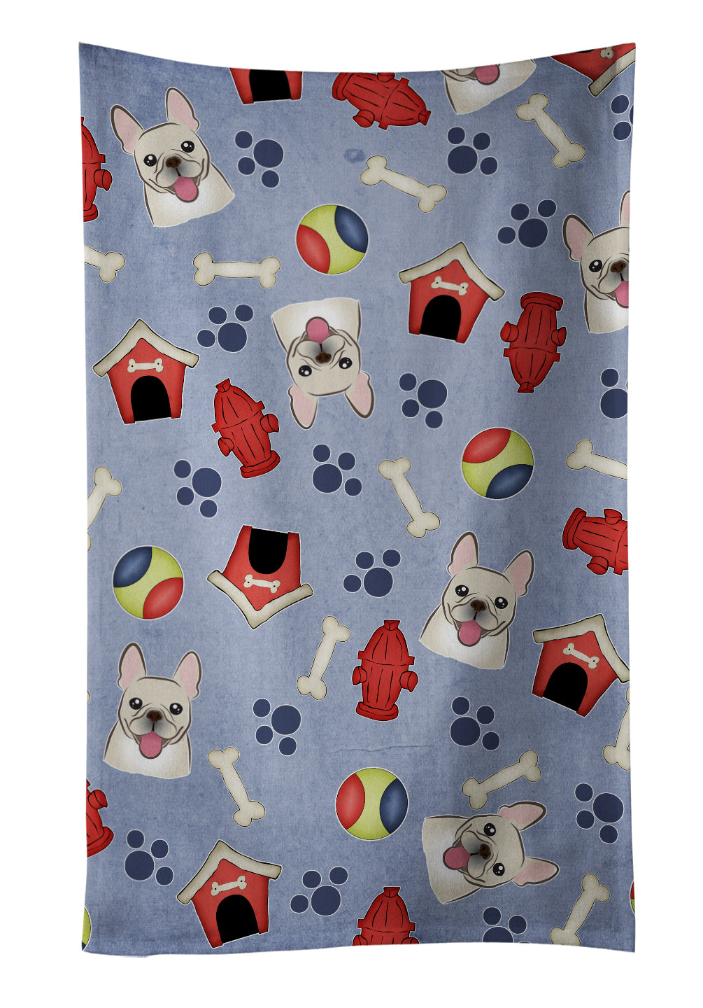 Dog House Collection French Bulldog Kitchen Towel Velour Plush Front and Cotton Loop Back Machine Washable