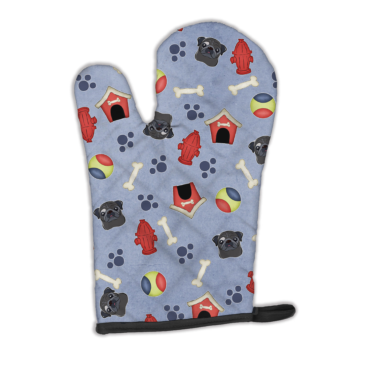 Dog House Collection Black Pug Oven Mitt Heat Resistant Thick Oven Mitt for Hot Pans and Oven, Kitchen Mitt Protect Hands, Cooking Baking Glove