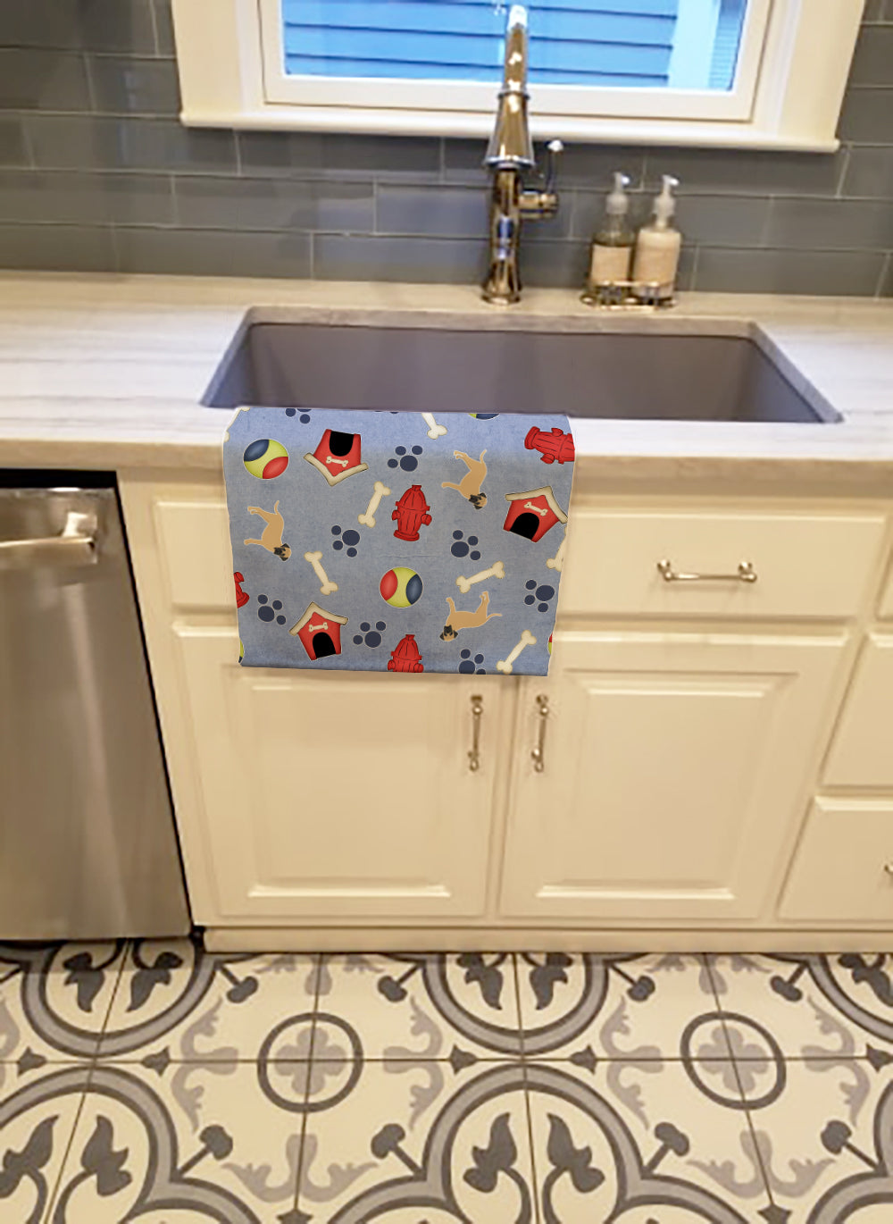 Dog House Collection Bullmastiff Kitchen Towel Velour Plush Front and Cotton Loop Back Machine Washable