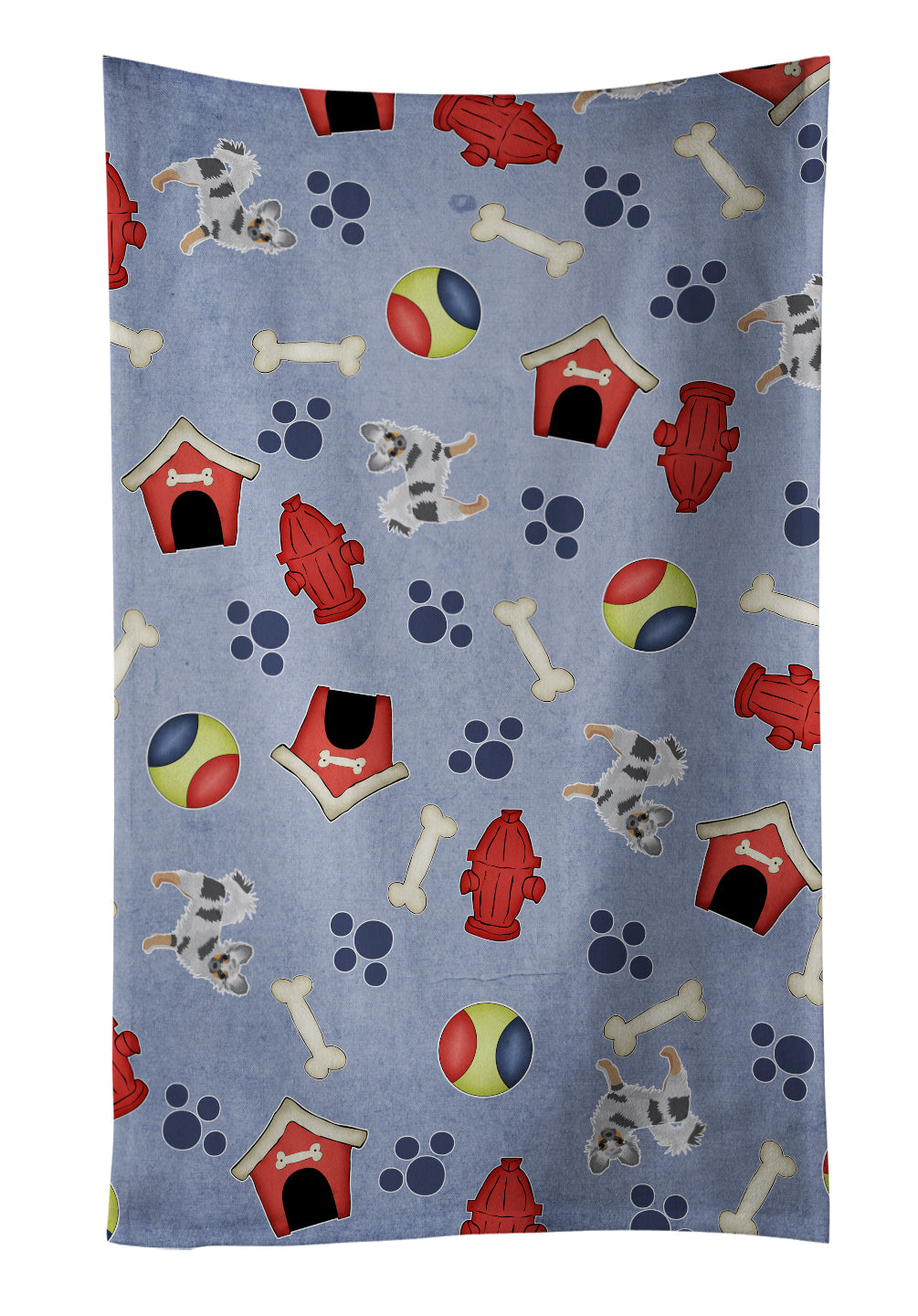 Dog House Collection Longhair Merle Chihuahua Kitchen Towel Velour Plush Front and Cotton Loop Back Machine Washable