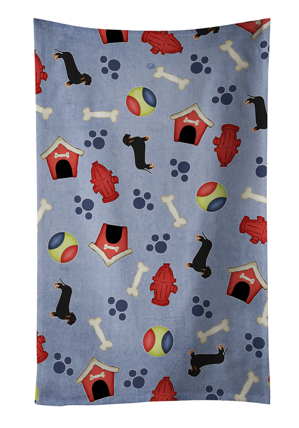 Dog House Collection Black Tan Dachshund Kitchen Towel Velour Plush Front and Cotton Loop Back Machine Washable
