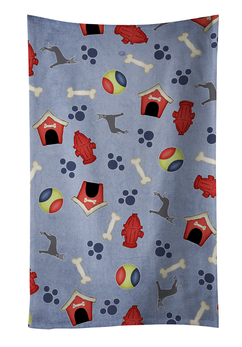 Dog House Collection Blue Cropped Great Dane Kitchen Towel Velour Plush Front and Cotton Loop Back Machine Washable