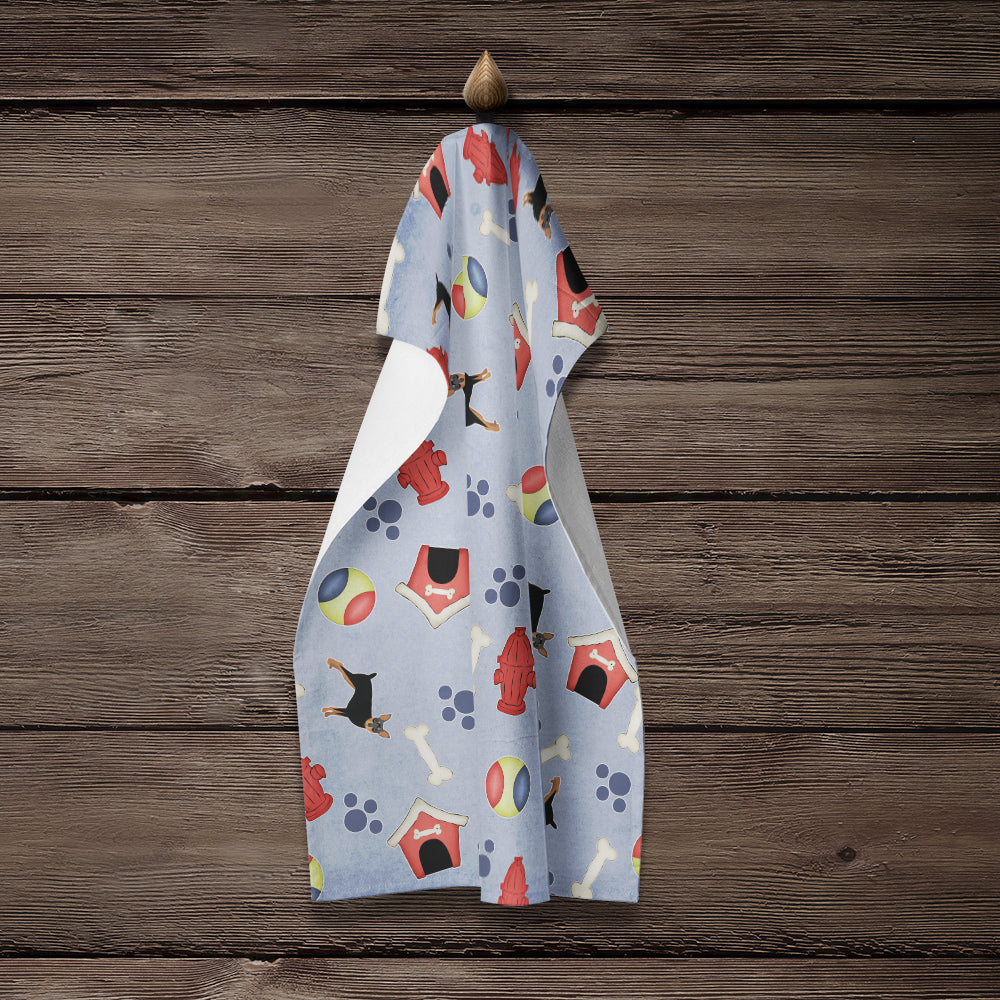 Dog House Collection Miniature Pinscher Kitchen Towel Velour Plush Front and Cotton Loop Back Machine Washable