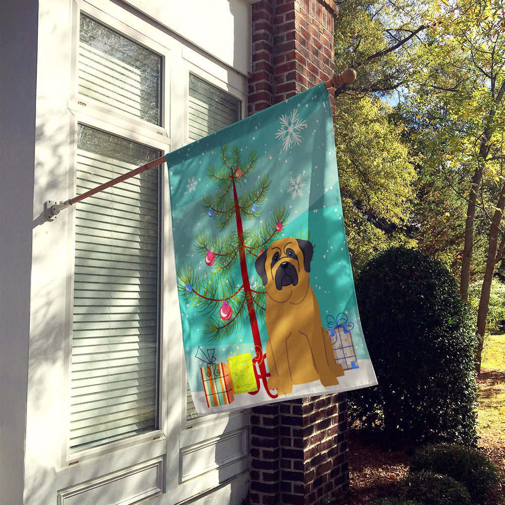 Merry Christmas Tree Mastiff House Flag 28x40 Porch Sleeve Pole Decorative Outside Yard Banner Artwork Wall Hanging, Polyester
