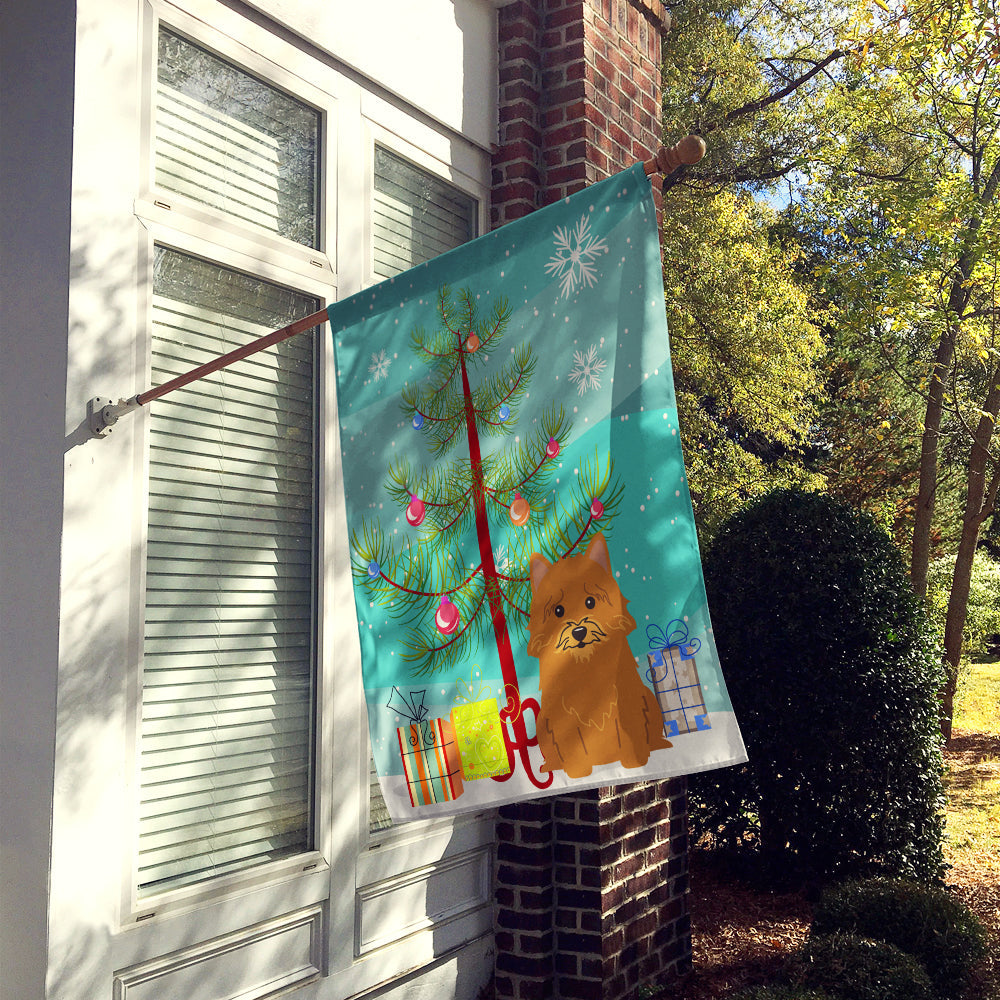 Merry Christmas Tree Norwich Terrier House Flag 28x40 Porch Sleeve Pole Decorative Outside Yard Banner Artwork Wall Hanging, Polyester