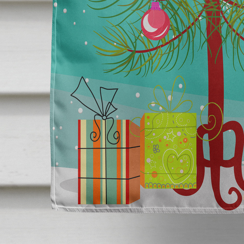 Merry Christmas Tree West Siberian Laika Spitz House Flag 28x40 Porch Sleeve Pole Decorative Outside Yard Banner Artwork Wall Hanging, Polyester