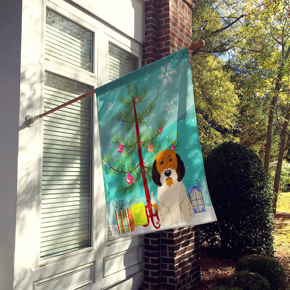 Merry Christmas Tree Petit Basset Griffon Veenden House Flag 28x40 Porch Sleeve Pole Decorative Outside Yard Banner Artwork Wall Hanging, Polyester