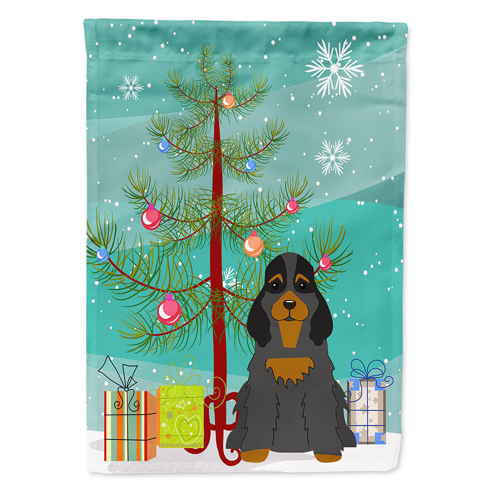 Merry Christmas Tree Cocker Spaniel Black Tan House Flag 28x40 Porch Sleeve Pole Decorative Outside Yard Banner Artwork Wall Hanging, Polyester
