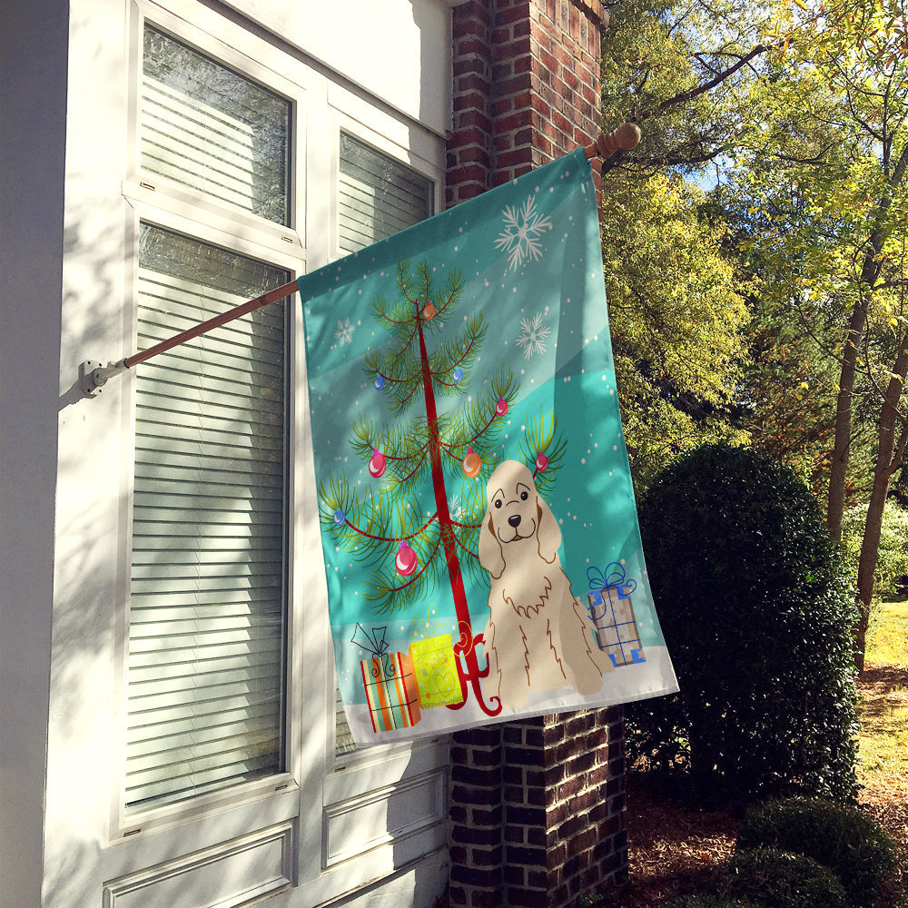 Merry Christmas Tree Cocker Spaniel Buff House Flag 28x40 Porch Sleeve Pole Decorative Outside Yard Banner Artwork Wall Hanging, Polyester