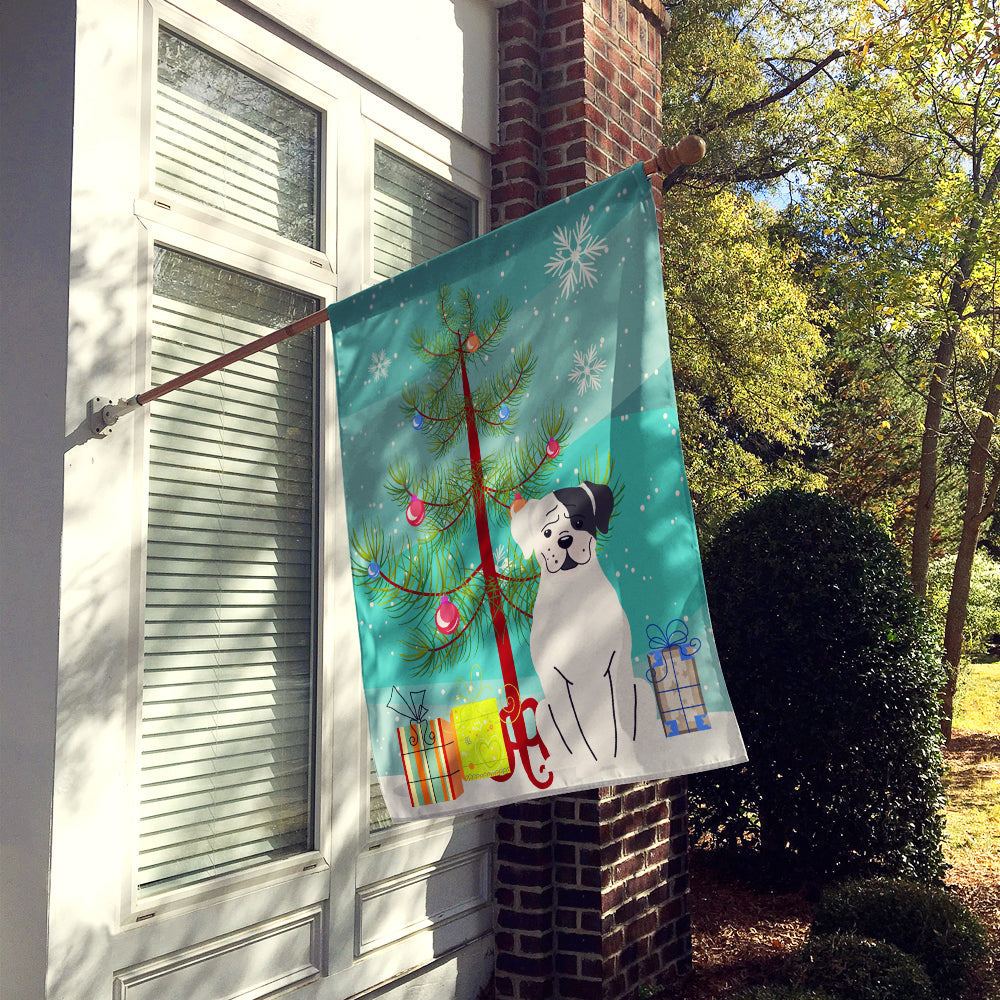 Merry Christmas Tree White Boxer Cooper House Flag 28x40 Porch Sleeve Pole Decorative Outside Yard Banner Artwork Wall Hanging, Polyester
