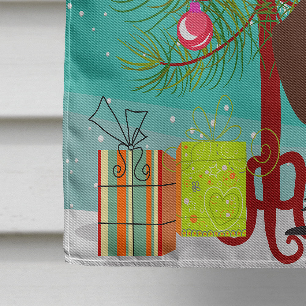 Merry Christmas Tree Wire Haired Dachshund Chocolate House Flag 28x40 Porch Sleeve Pole Decorative Outside Yard Banner Artwork Wall Hanging, Polyester
