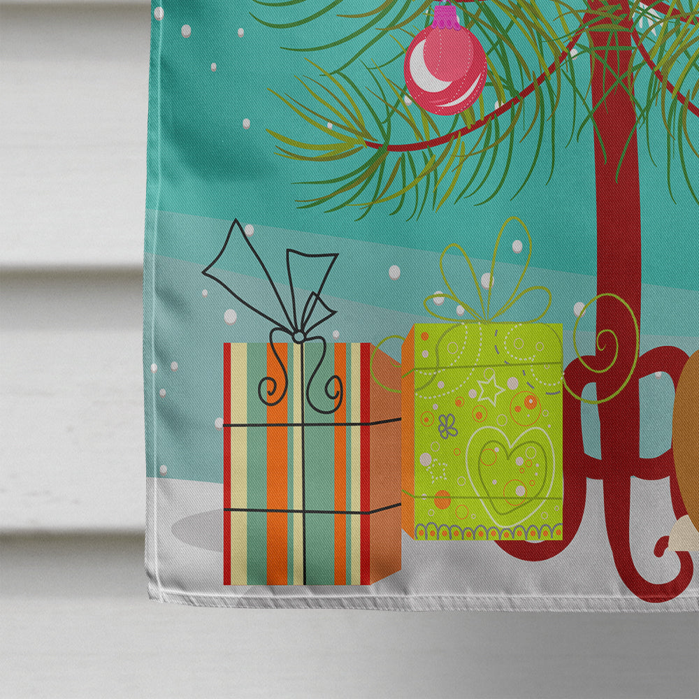 Merry Christmas Tree Bull Terrier Red White House Flag 28x40 Porch Sleeve Pole Decorative Outside Yard Banner Artwork Wall Hanging, Polyester