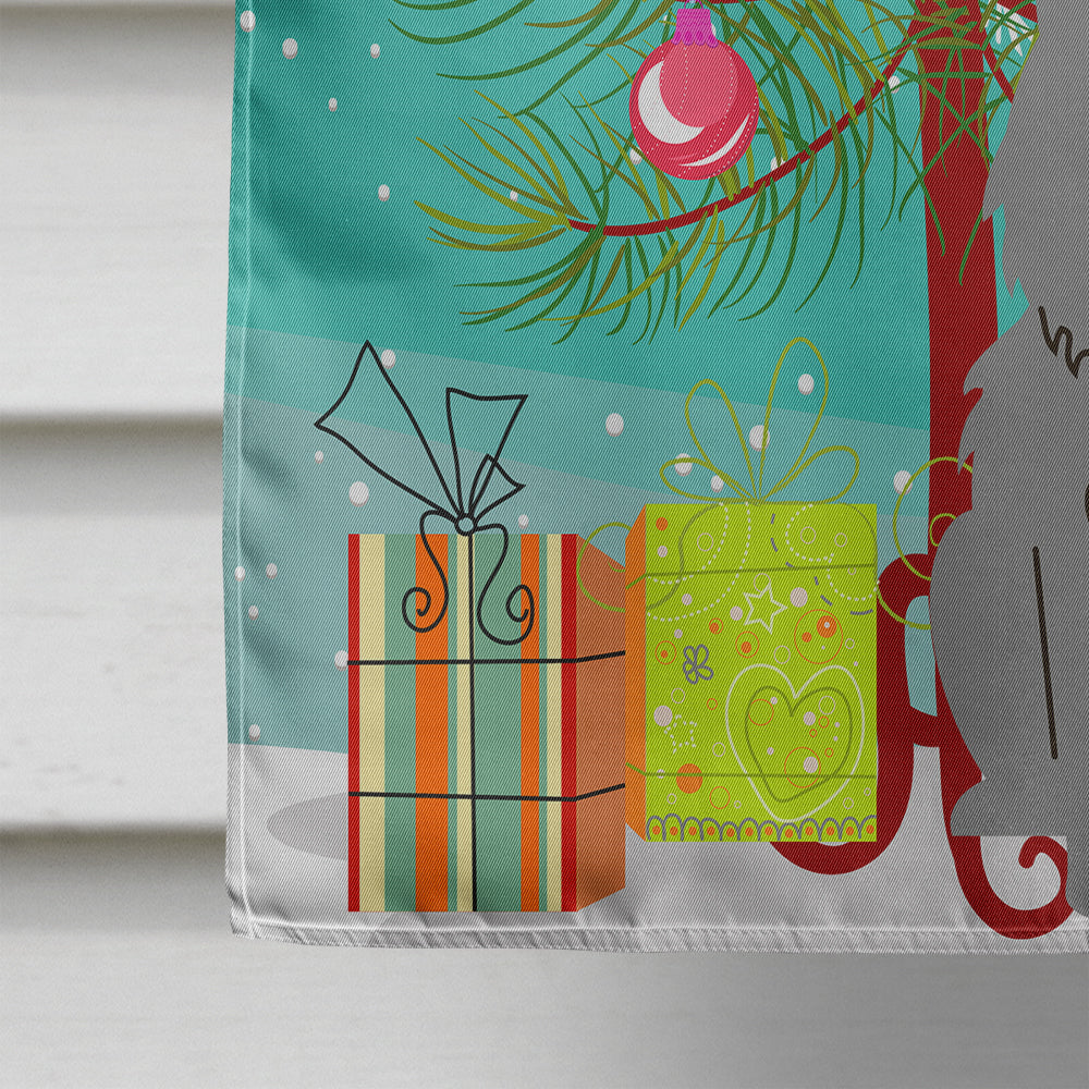 Merry Christmas Tree Chow Chow Blue House Flag 28x40 Porch Sleeve Pole Decorative Outside Yard Banner Artwork Wall Hanging, Polyester
