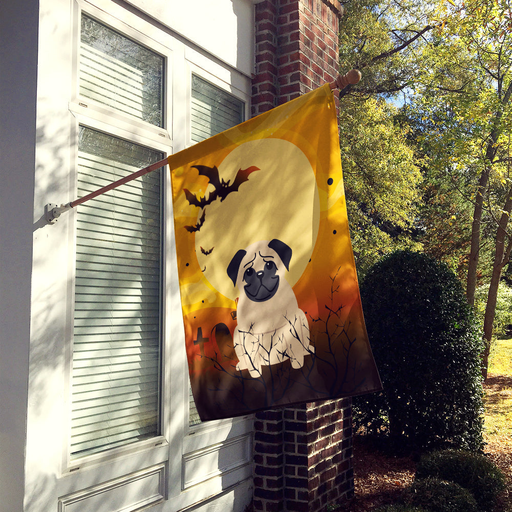 Halloween Pug Fawn House Flag 28x40 Porch Sleeve Pole Decorative Outside Yard Banner Artwork Wall Hanging, Polyester