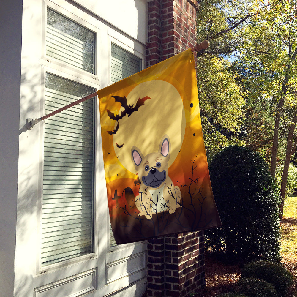 Halloween French Bulldog Cream House Flag 28x40 Porch Sleeve Pole Decorative Outside Yard Banner Artwork Wall Hanging, Polyester