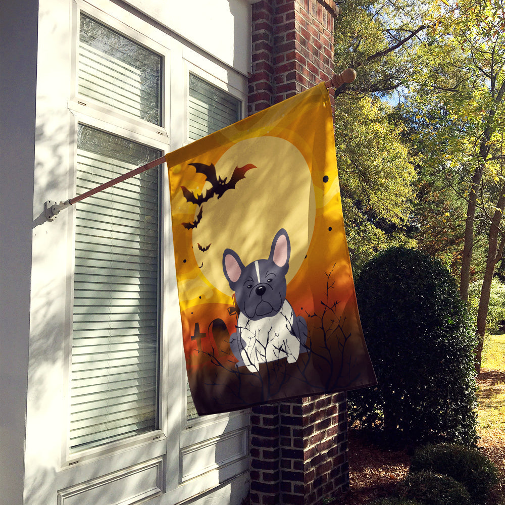 Halloween French Bulldog Black White House Flag 28x40 Porch Sleeve Pole Decorative Outside Yard Banner Artwork Wall Hanging, Polyester