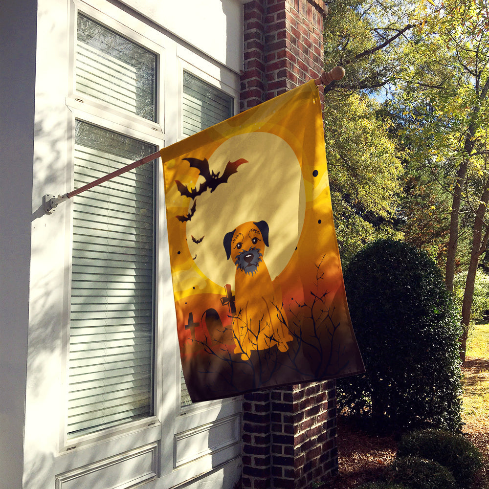 Halloween Border Terrier House Flag 28x40 Porch Sleeve Pole Decorative Outside Yard Banner Artwork Wall Hanging, Polyester